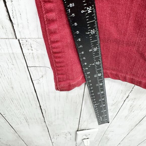 Tommy Hilfiger Freedom Boot Pants Women Size 8 Red Two Button Bootcut Jeans Zip - Picture 5 of 6